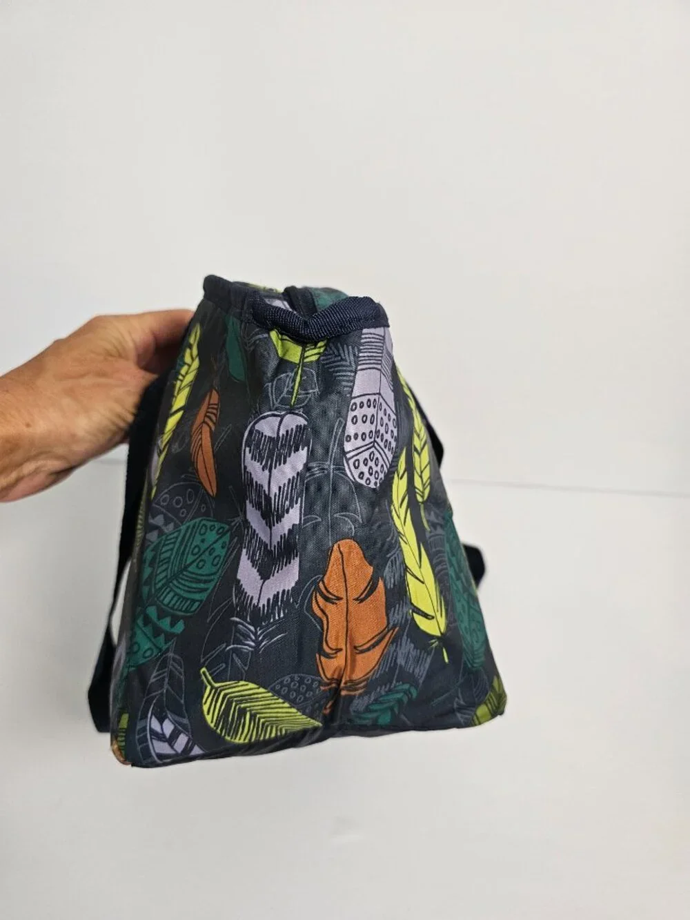 Thirty One Lunch Bag Insulated Blue Feather Print Boho Office School